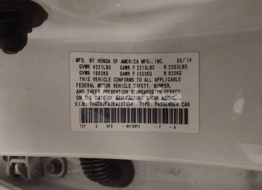 Photo 9 of 2014 Honda Accord EX-L (VIN 1HGCR2F83EA237354)