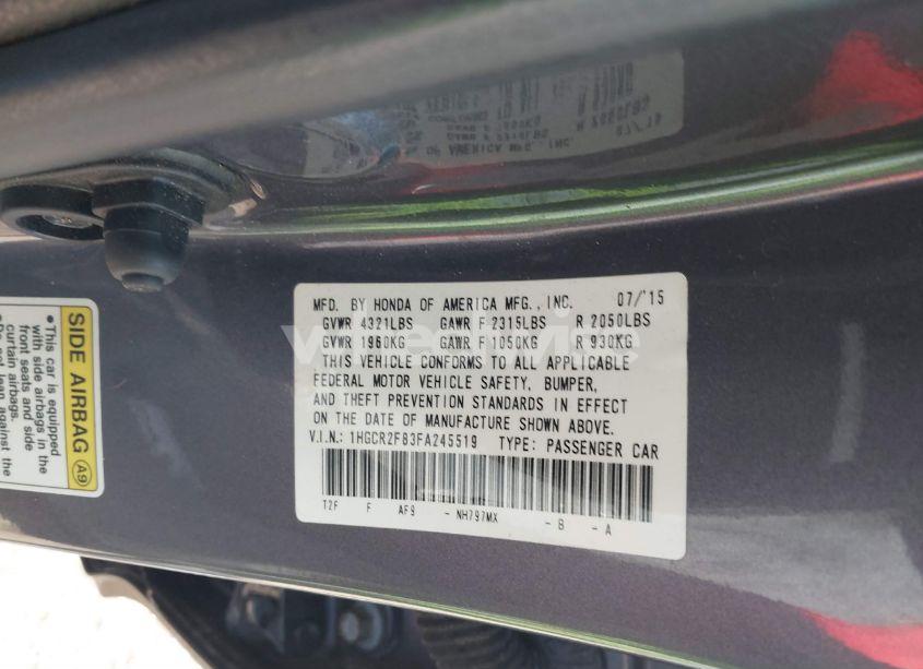 Photo 9 of 2015 Honda Accord EX-L (VIN 1HGCR2F83FA245519)