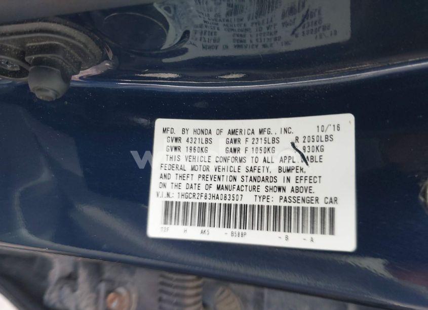 Photo 9 of 2017 Honda Accord EX-L (VIN 1HGCR2F83HA083507)