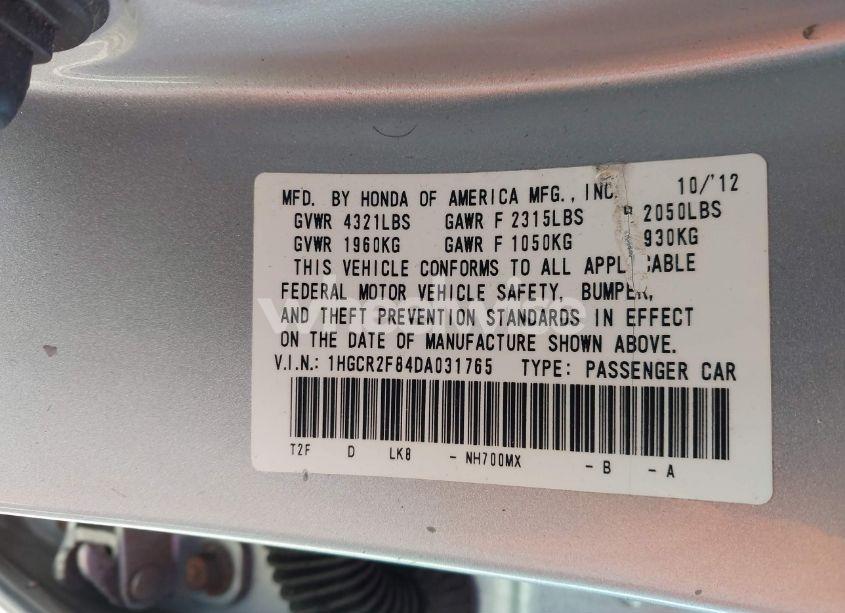 Photo 9 of 2013 Honda Accord EX-L (VIN 1HGCR2F84DA031765)