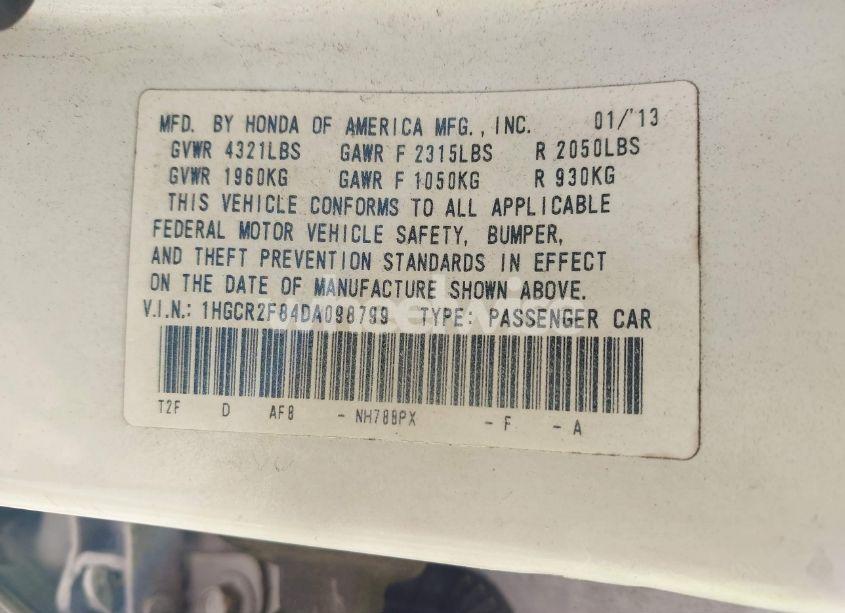 Photo 9 of 2013 Honda Accord EX-L (VIN 1HGCR2F84DA098799)