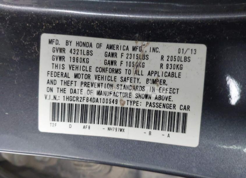 Photo 9 of 2013 Honda Accord EX-L (VIN 1HGCR2F84DA100549)