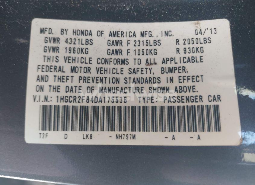 Photo 9 of 2013 Honda Accord EX-L (VIN 1HGCR2F84DA175638)