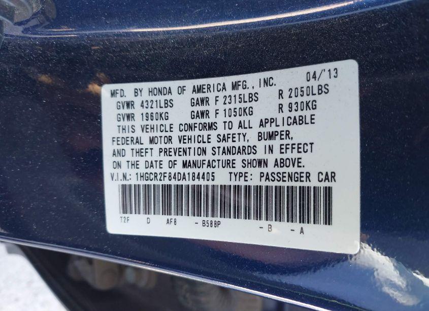 Photo 9 of 2013 Honda Accord EX-L (VIN 1HGCR2F84DA184405)