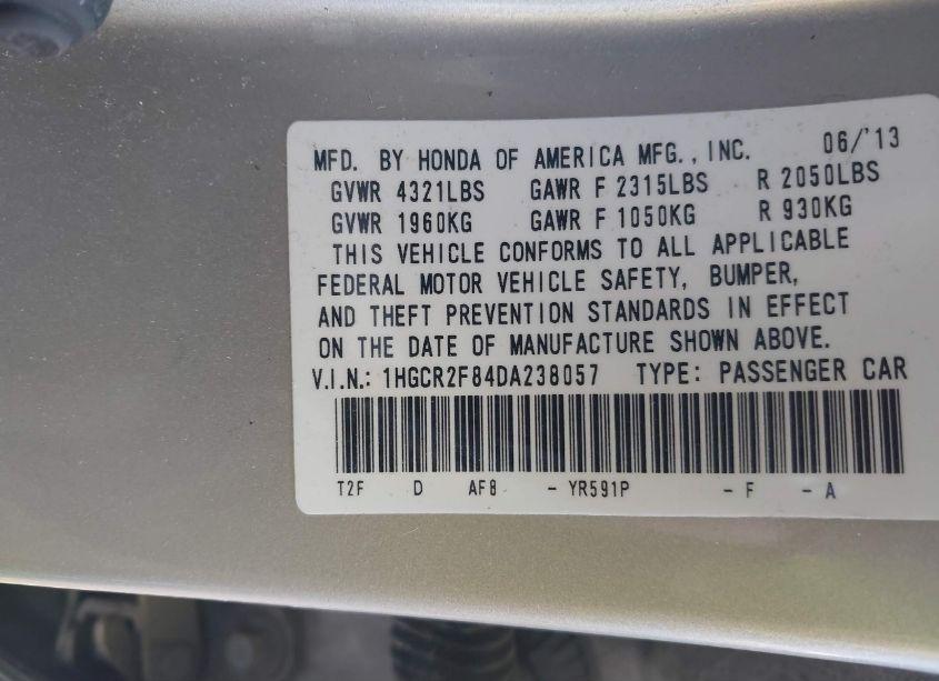 Photo 9 of 2013 Honda Accord EX-L (VIN 1HGCR2F84DA238057)