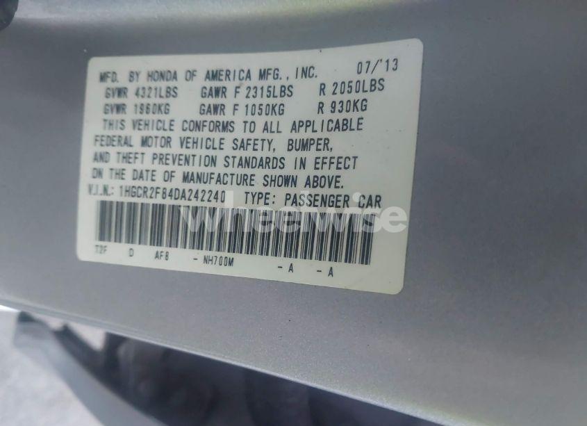 Photo 9 of 2013 Honda Accord EX-L (VIN 1HGCR2F84DA242240)