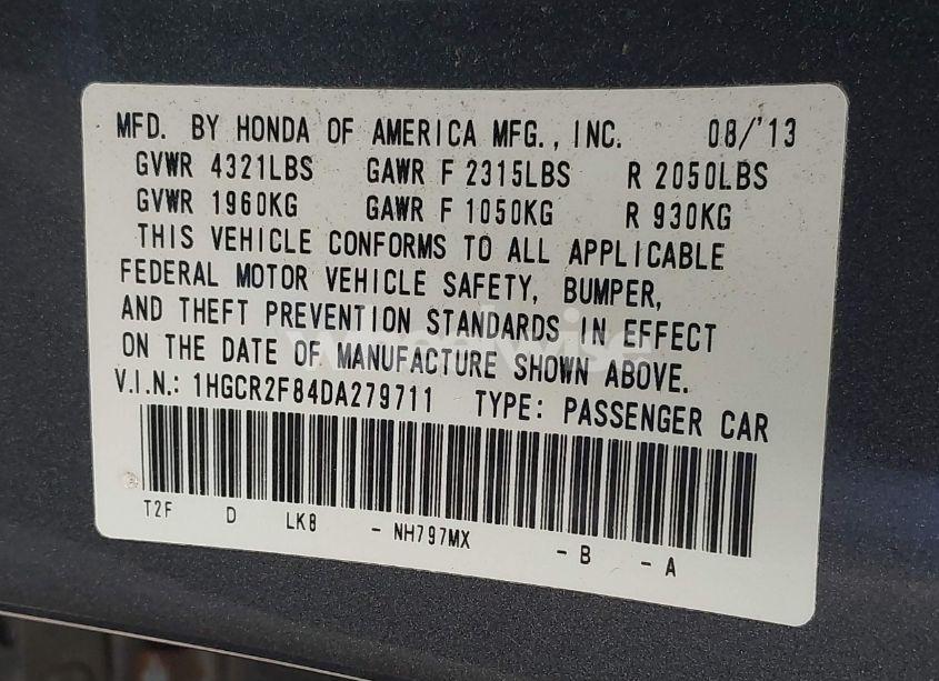 Photo 9 of 2013 Honda Accord EX-L (VIN 1HGCR2F84DA279711)