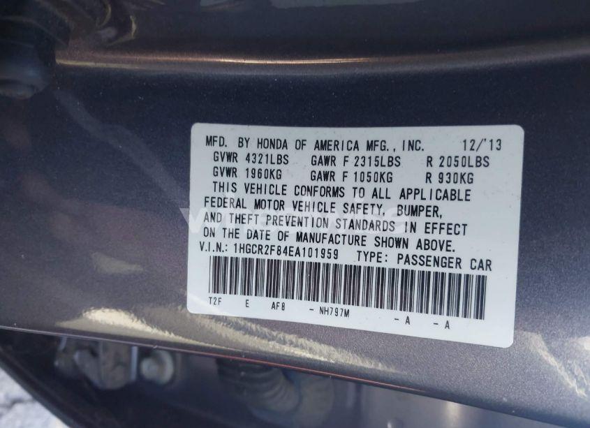 Photo 9 of 2014 Honda Accord EX-L (VIN 1HGCR2F84EA101959)