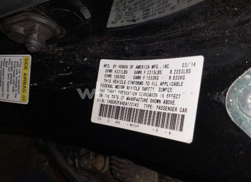 Photo 9 of 2014 Honda Accord EX-L (VIN 1HGCR2F84EA172143)