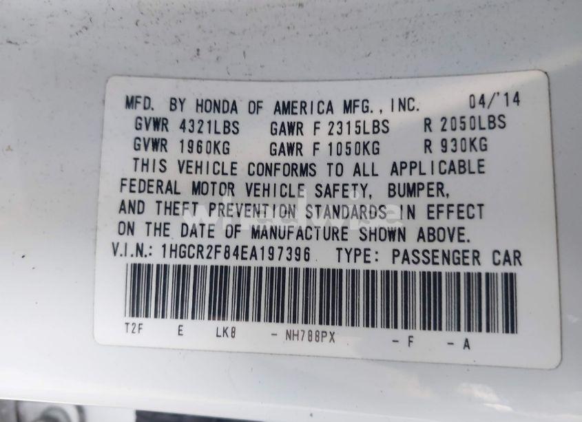 Photo 9 of 2014 Honda Accord EX-L (VIN 1HGCR2F84EA197396)