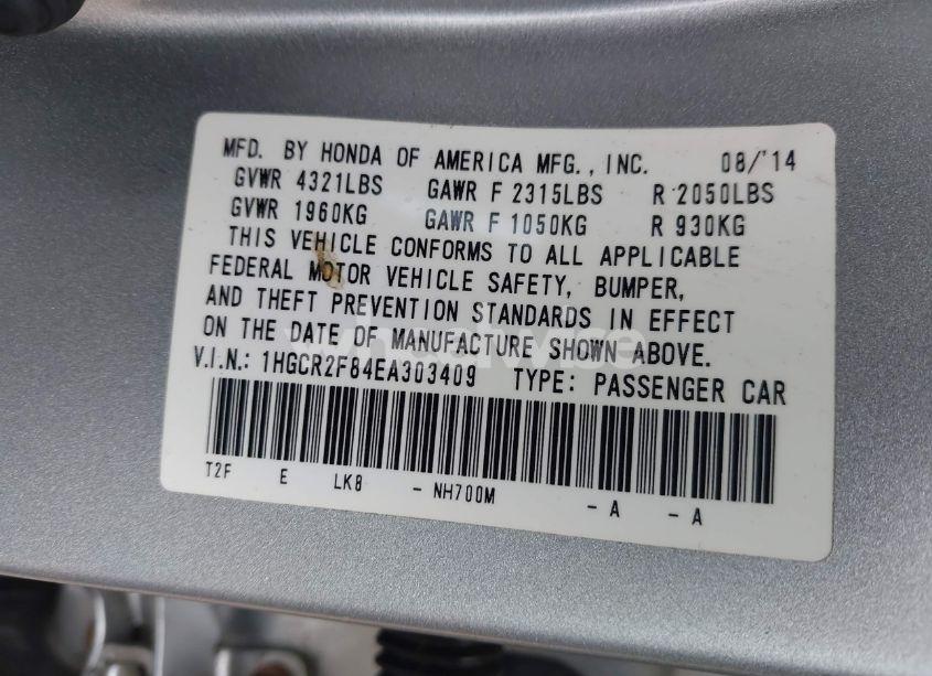 Photo 9 of 2014 Honda Accord EX-L (VIN 1HGCR2F84EA303409)