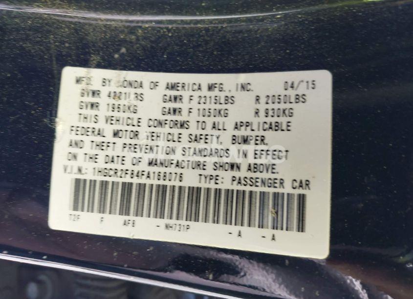 Photo 9 of 2015 Honda Accord EX-L (VIN 1HGCR2F84FA168076)