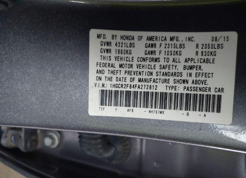 Photo 9 of 2015 Honda Accord EX-L (VIN 1HGCR2F84FA272812)