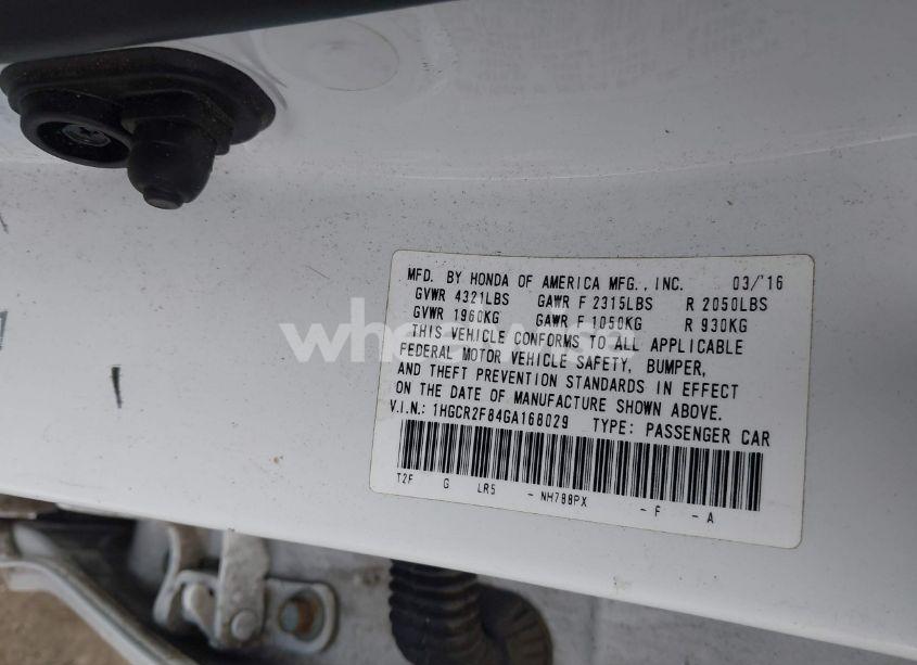 Photo 9 of 2016 Honda Accord EX-L (VIN 1HGCR2F84GA168029)