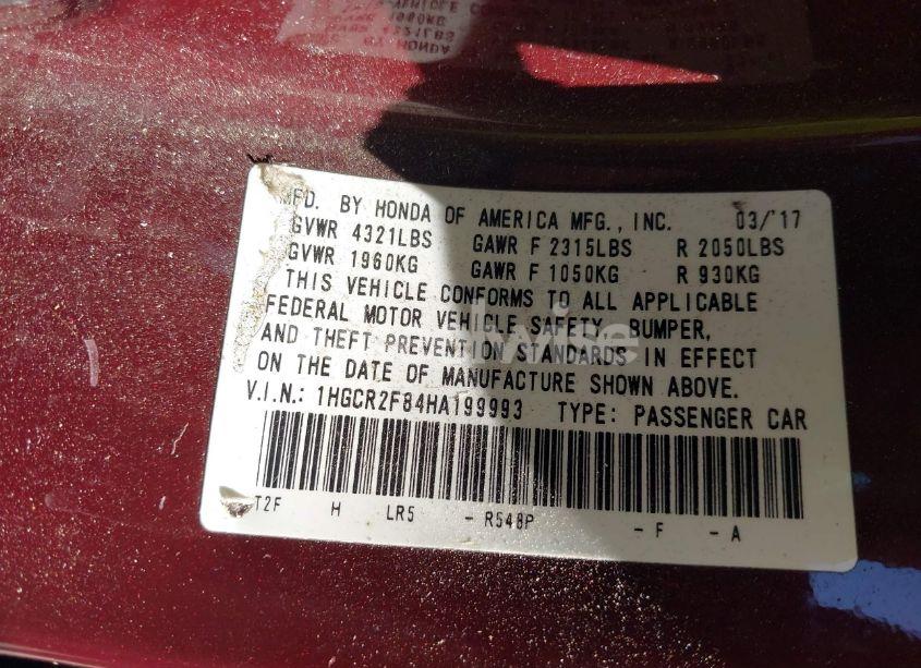 Photo 9 of 2017 Honda Accord EX-L (VIN 1HGCR2F84HA199993)