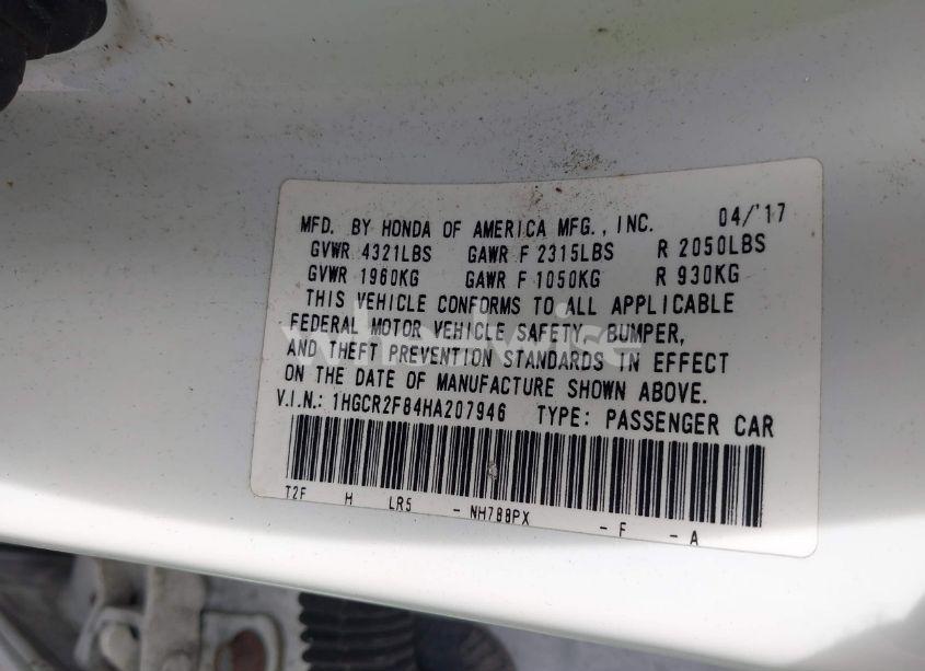 Photo 9 of 2017 Honda Accord EX-L (VIN 1HGCR2F84HA207946)