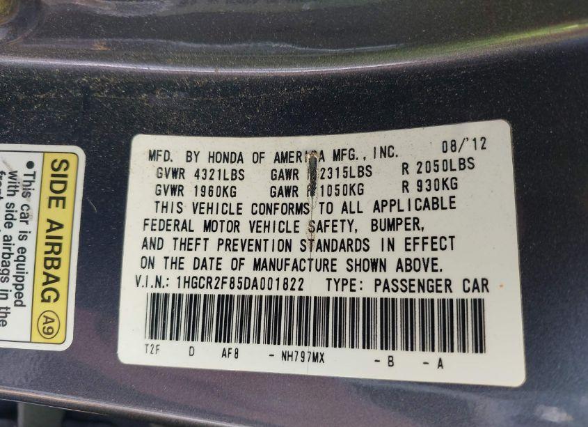 Photo 9 of 2013 Honda Accord EX-L (VIN 1HGCR2F85DA001822)