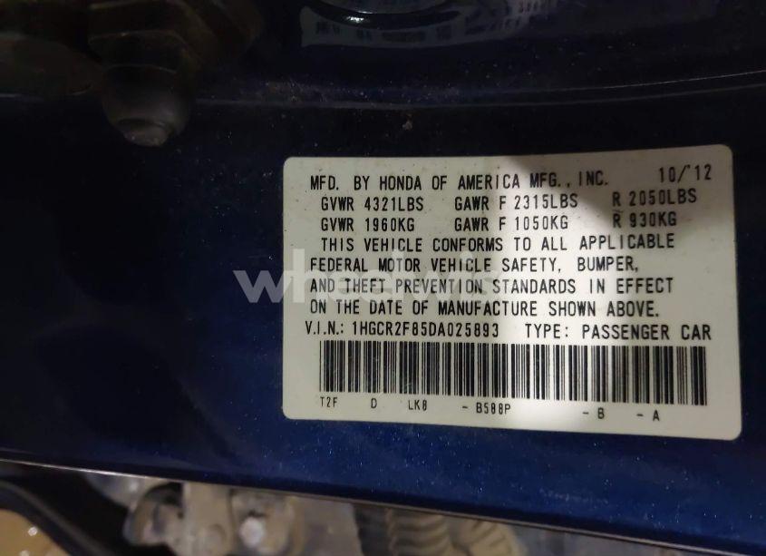 Photo 9 of 2013 Honda Accord EX-L (VIN 1HGCR2F85DA025893)