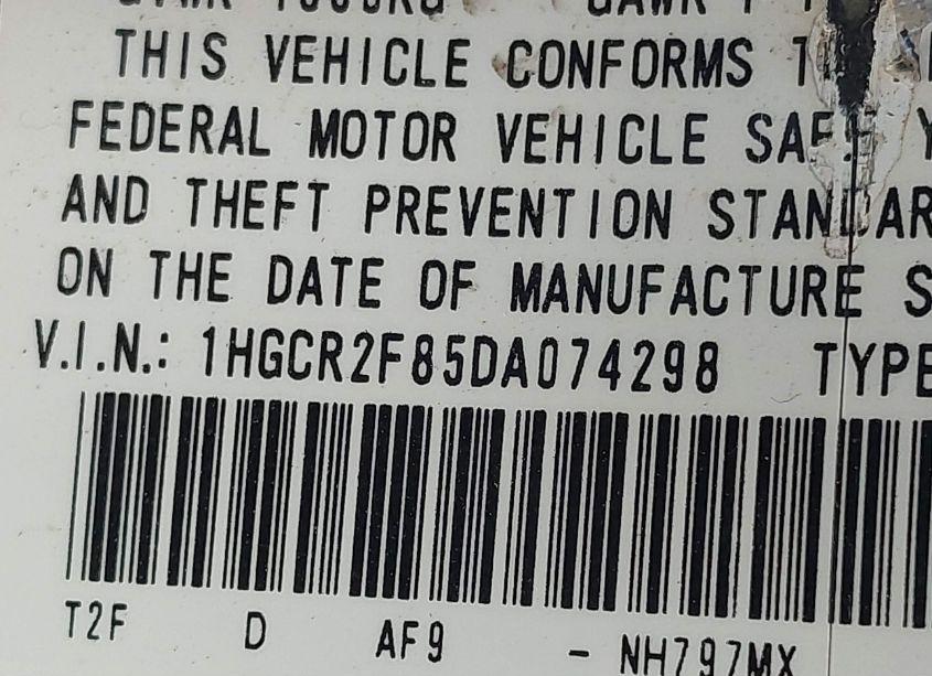 Photo 9 of 2013 Honda Accord EX-L (VIN 1HGCR2F85DA074298)