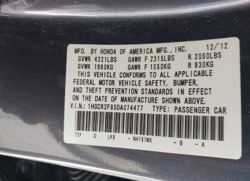 Photo 9 of 2013 Honda Accord EX-L (VIN 1HGCR2F85DA074477)