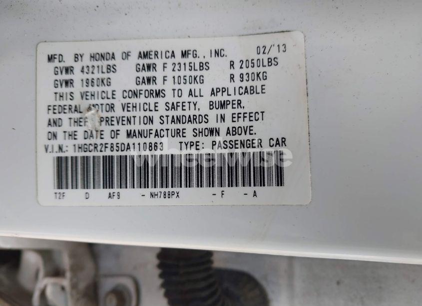 Photo 9 of 2013 Honda Accord EX-L (VIN 1HGCR2F85DA110863)