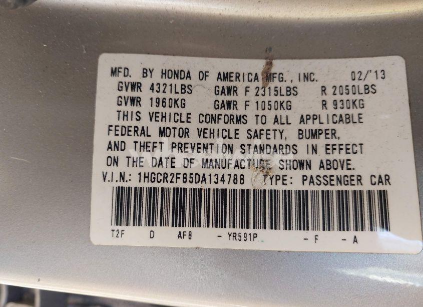 Photo 9 of 2013 Honda Accord EX-L (VIN 1HGCR2F85DA134788)