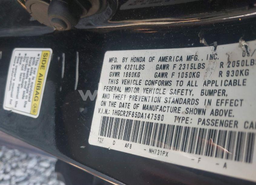 Photo 9 of 2013 Honda Accord EX-L (VIN 1HGCR2F85DA147590)