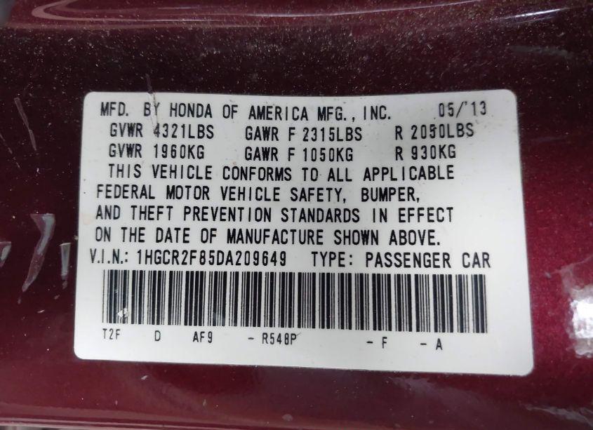 Photo 9 of 2013 Honda Accord EX-L (VIN 1HGCR2F85DA209649)