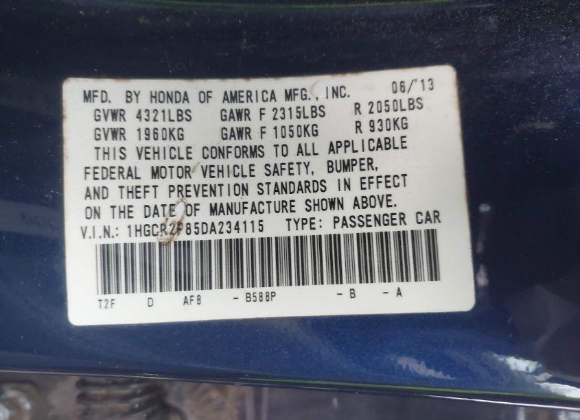 Photo 9 of 2013 Honda Accord EX-L (VIN 1HGCR2F85DA234115)