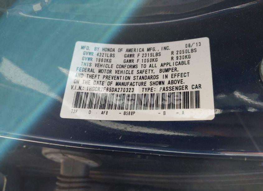 Photo 9 of 2013 Honda Accord EX-L (VIN 1HGCR2F85DA270323)