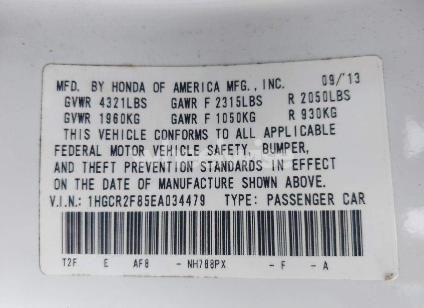 Photo 9 of 2014 Honda Accord EX-L (VIN 1HGCR2F85EA034479)