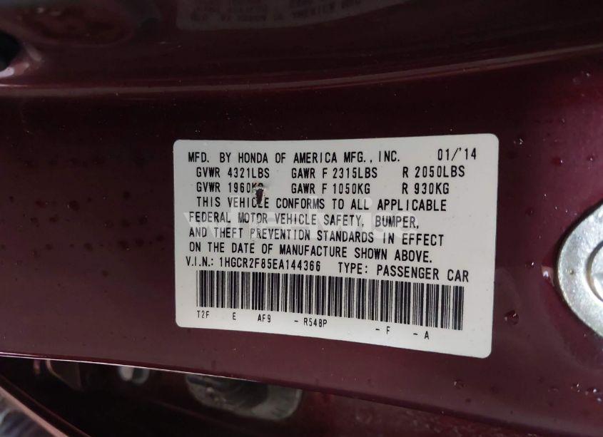 Photo 9 of 2014 Honda Accord EX-L (VIN 1HGCR2F85EA144366)