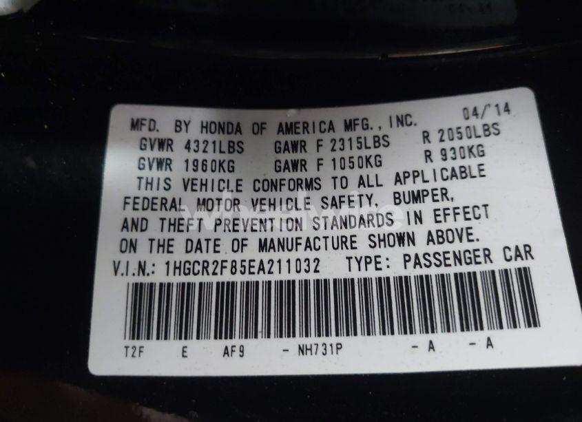 Photo 9 of 2014 Honda Accord EX-L (VIN 1HGCR2F85EA211032)