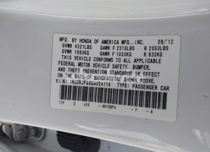 Photo 9 of 2013 Honda Accord EX-L (VIN 1HGCR2F86DA024719)