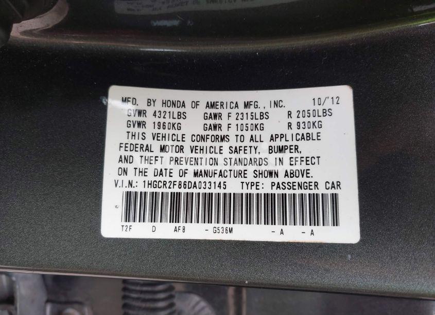 Photo 9 of 2013 Honda Accord EX-L (VIN 1HGCR2F86DA033145)