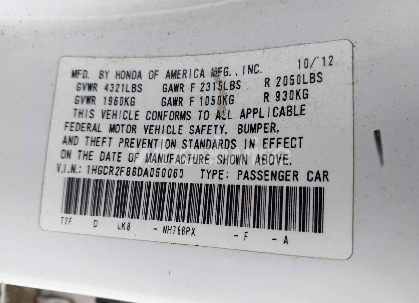 Photo 9 of 2013 Honda Accord EX-L (VIN 1HGCR2F86DA050060)