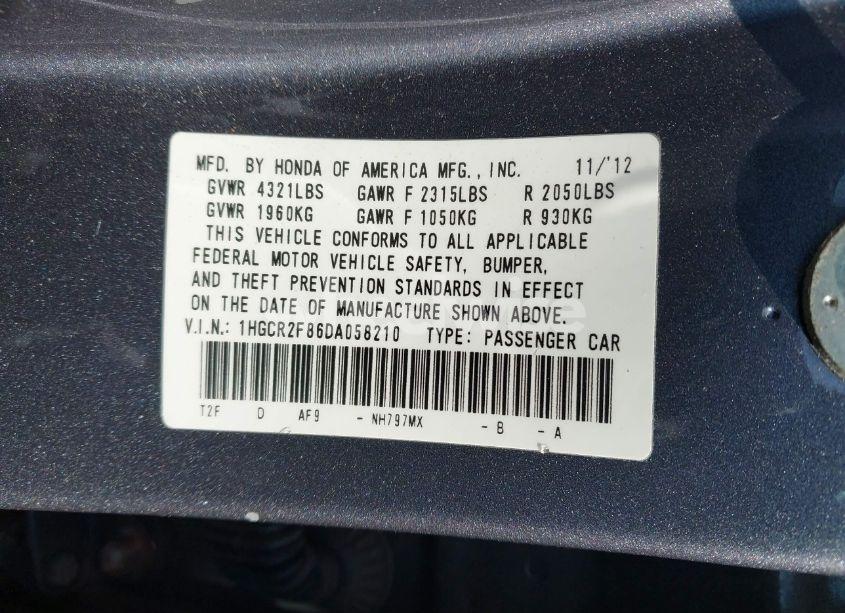 Photo 9 of 2013 Honda Accord EX-L (VIN 1HGCR2F86DA058210)