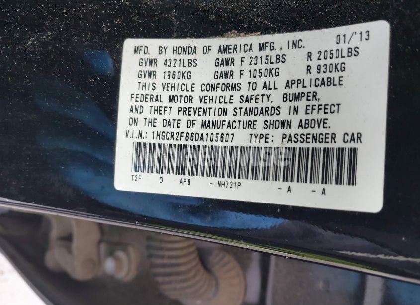 Photo 9 of 2013 Honda Accord EX-L (VIN 1HGCR2F86DA105607)