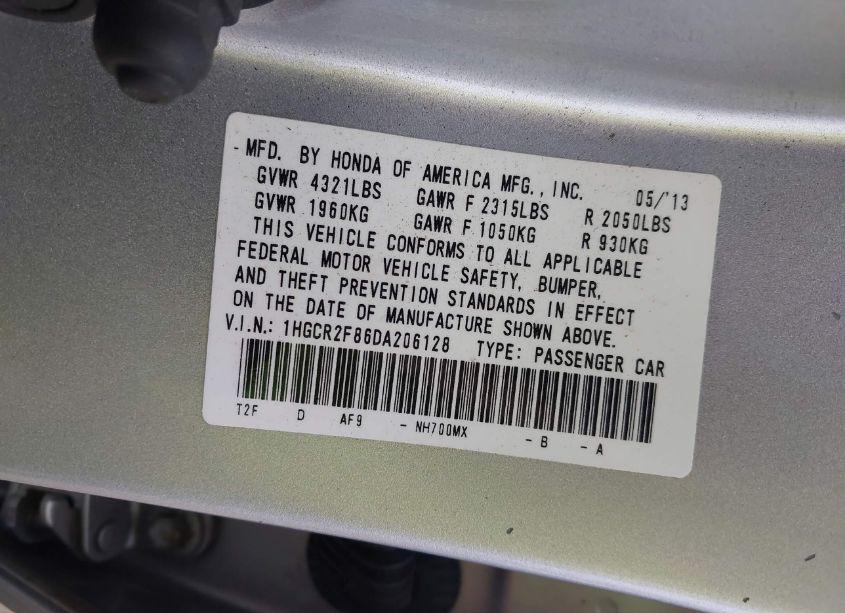 Photo 9 of 2013 Honda Accord EX-L (VIN 1HGCR2F86DA206128)