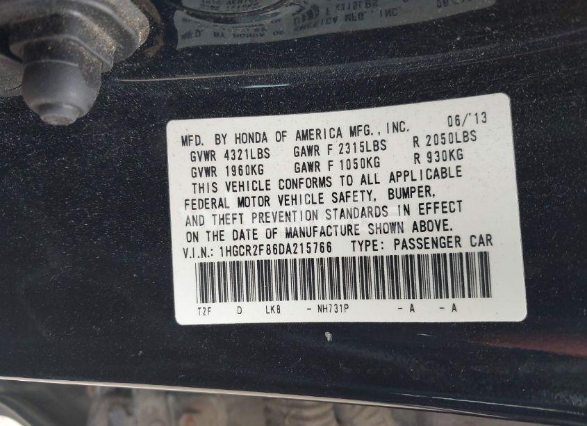 Photo 9 of 2013 Honda Accord EX-L (VIN 1HGCR2F86DA215766)