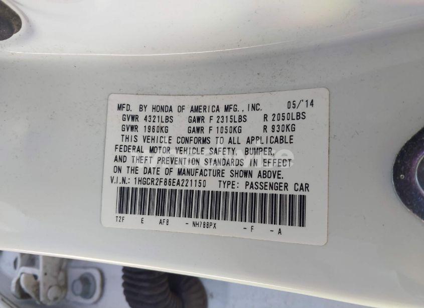 Photo 9 of 2014 Honda Accord EX-L (VIN 1HGCR2F86EA221150)