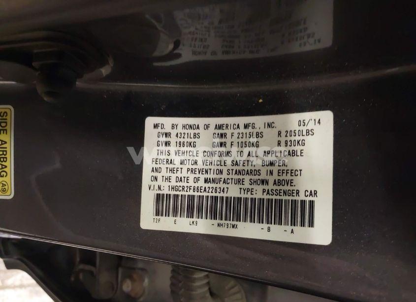 Photo 9 of 2014 Honda Accord EX-L (VIN 1HGCR2F86EA226347)