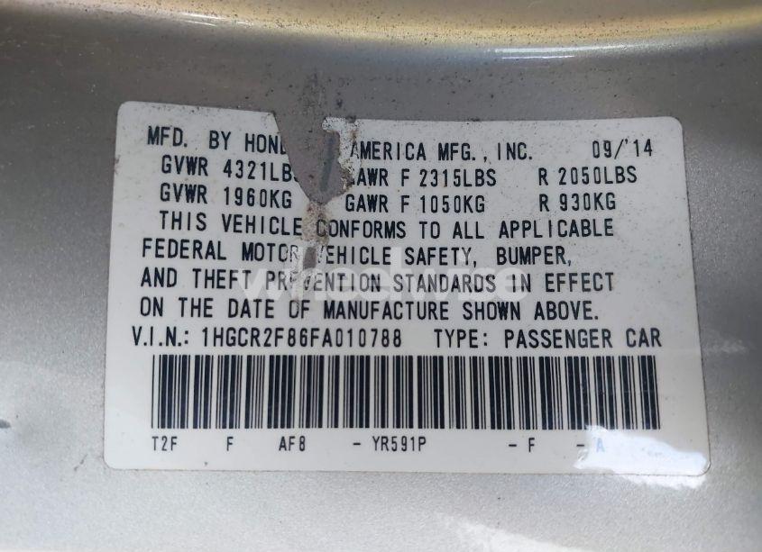 Photo 9 of 2015 Honda Accord EX-L (VIN 1HGCR2F86FA010788)