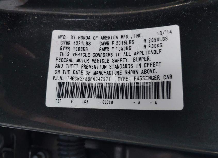 Photo 9 of 2015 Honda Accord EX-L (VIN 1HGCR2F86FA047971)