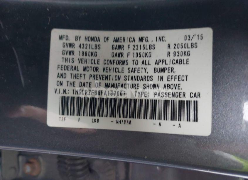 Photo 9 of 2015 Honda Accord EX-L (VIN 1HGCR2F86FA137007)