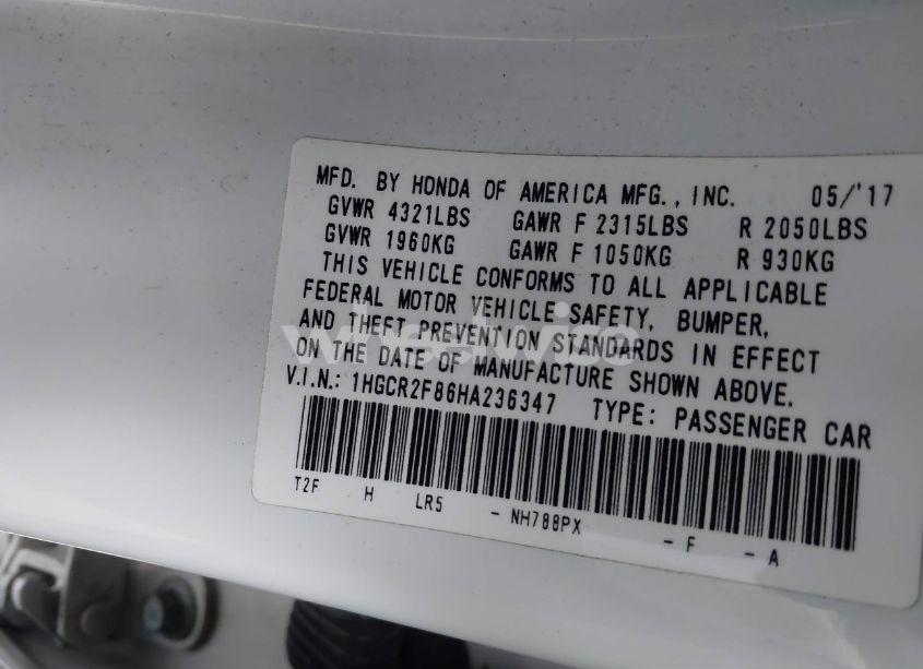 Photo 9 of 2017 Honda Accord EX-L (VIN 1HGCR2F86HA236347)