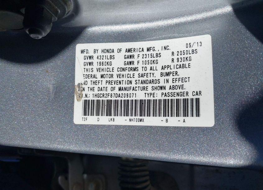 Photo 9 of 2013 Honda Accord EX-L (VIN 1HGCR2F87DA209071)