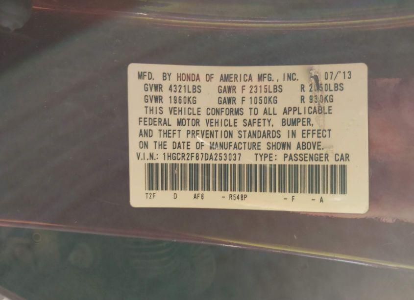 Photo 9 of 2013 Honda Accord EX-L (VIN 1HGCR2F87DA253037)