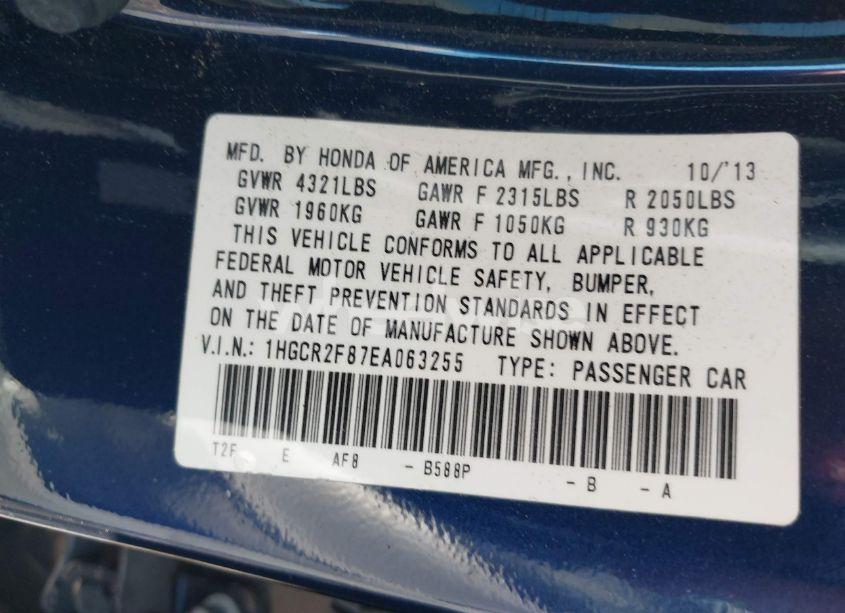 Photo 9 of 2014 Honda Accord EX-L (VIN 1HGCR2F87EA063255)