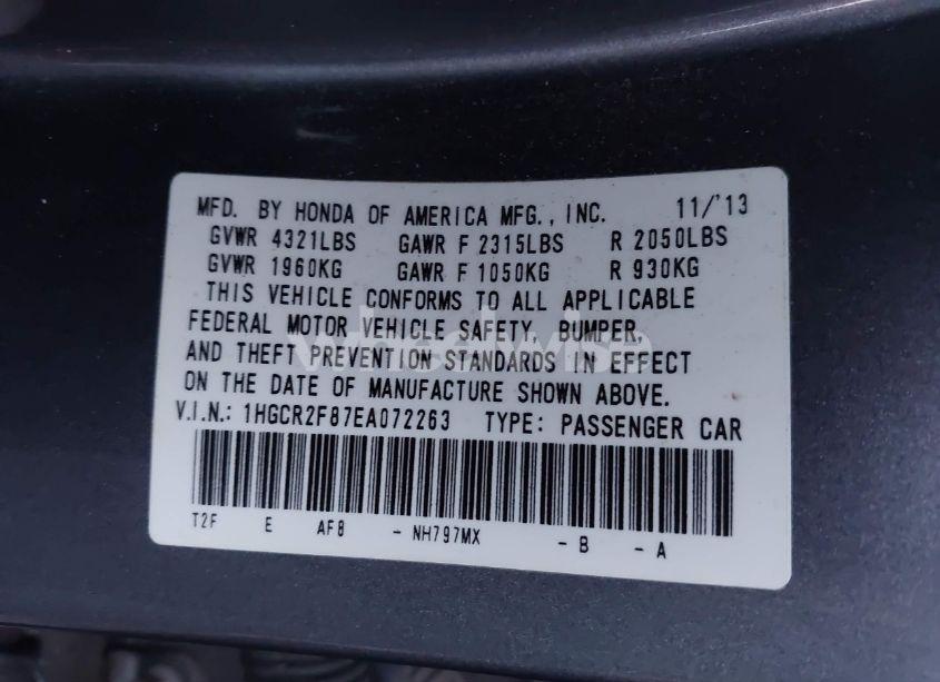 Photo 9 of 2014 Honda Accord EX-L (VIN 1HGCR2F87EA072263)